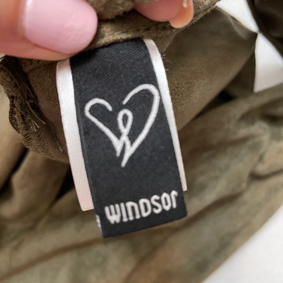 Windsor - Olive Suede Cutout Dress. - Picture 4 of 6